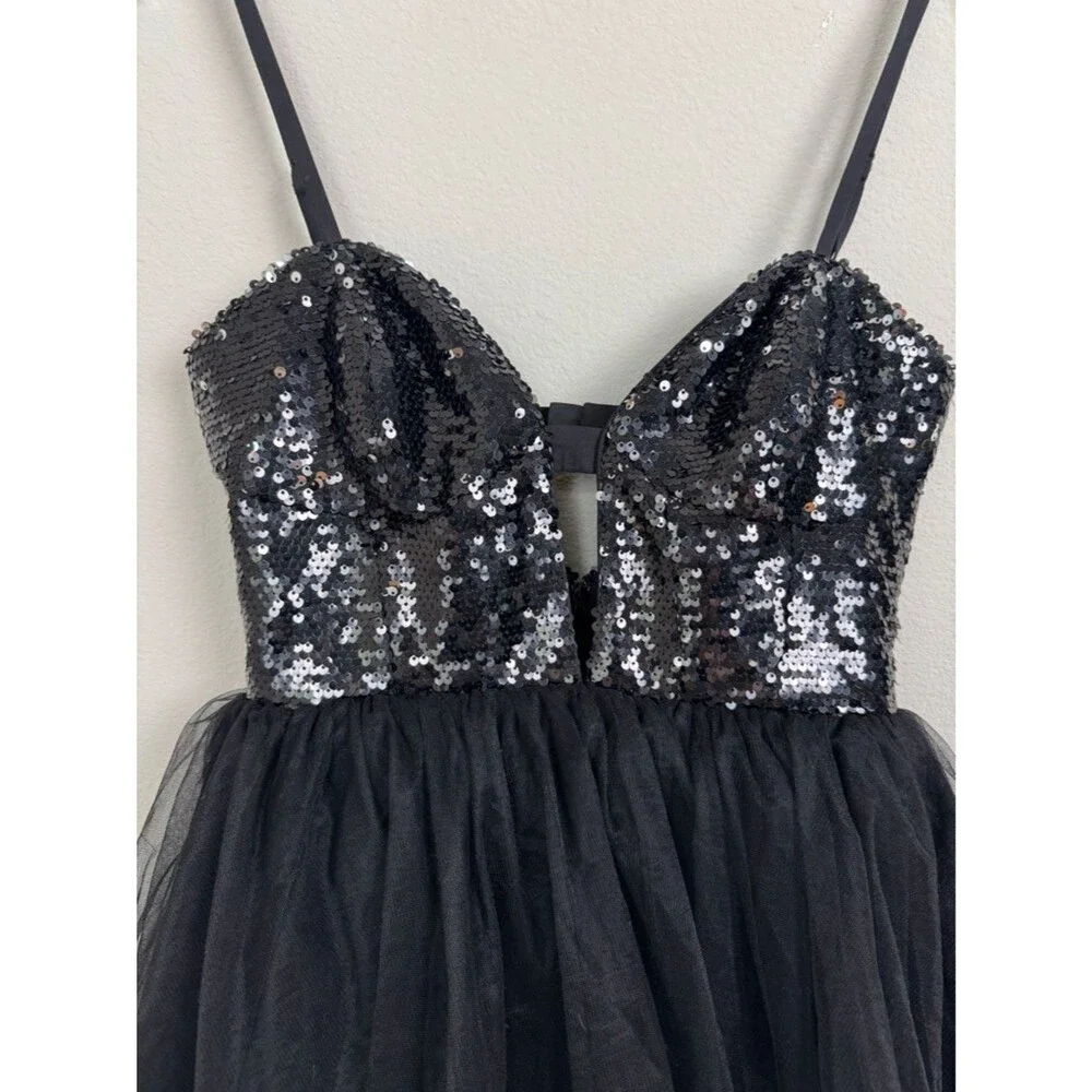 Free People x Fame and Partners Tulle Sequin Mini Dress Sz 4